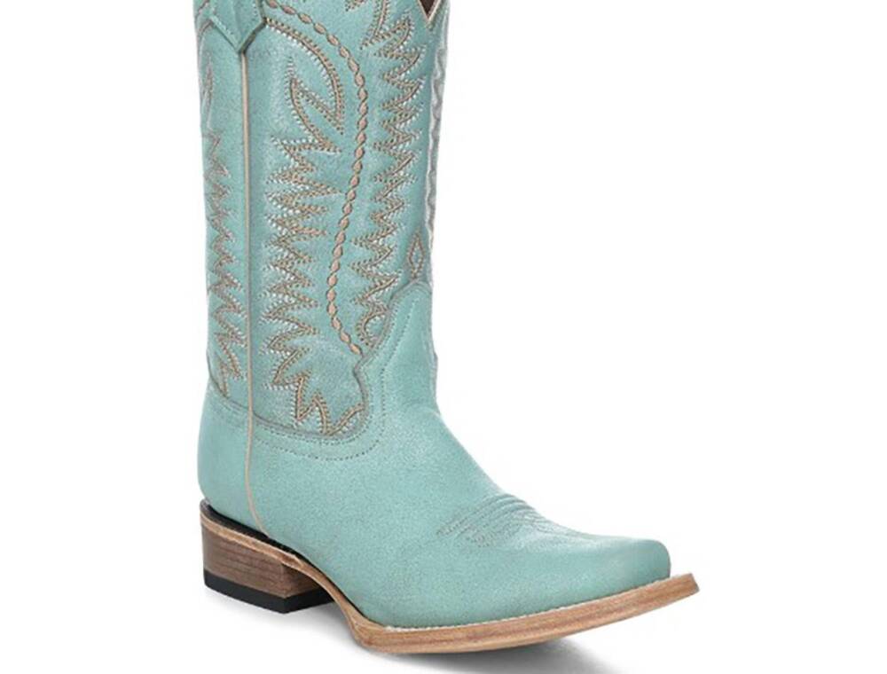 NEW CORRAL women's embroidered cutter toe boot in turquoise